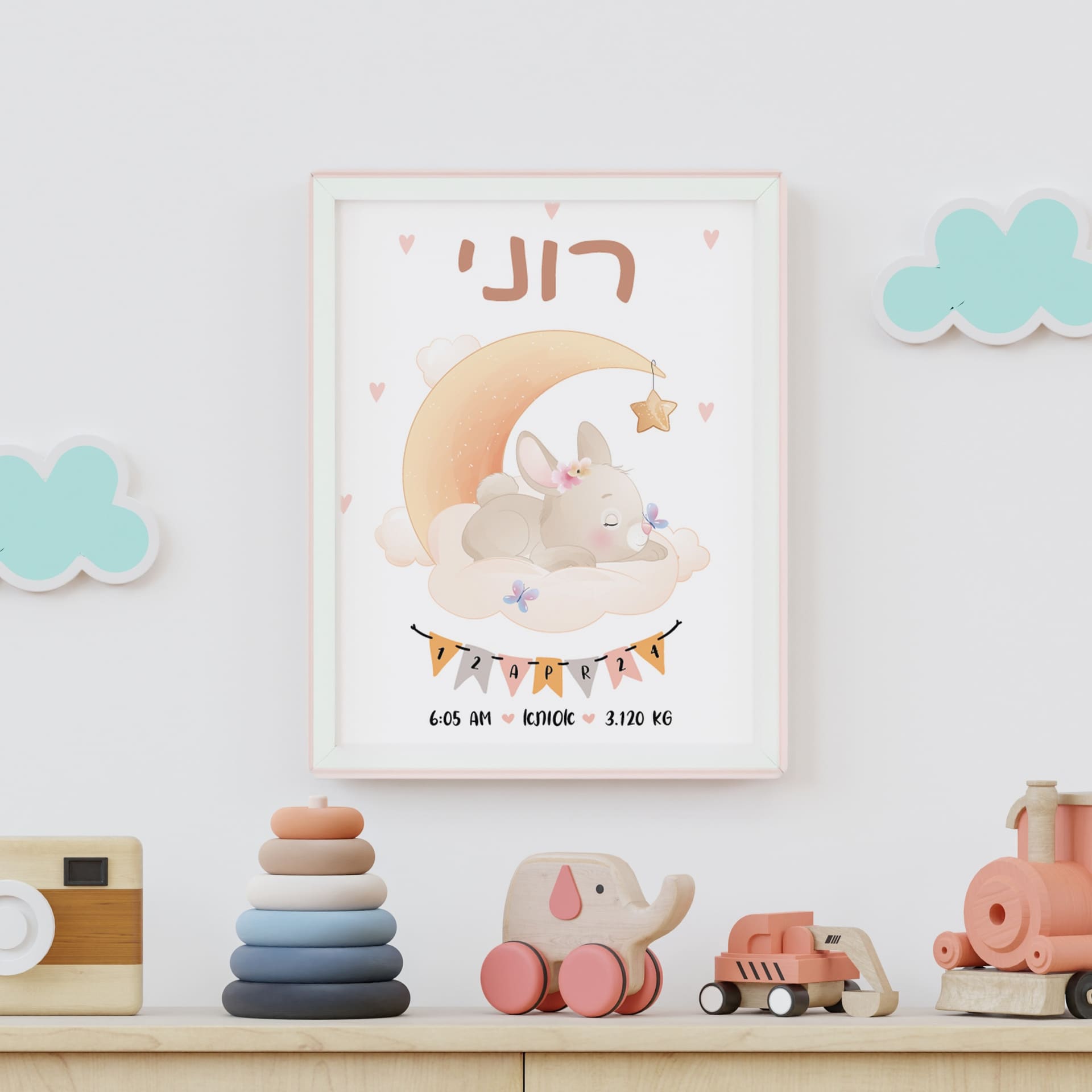 תעודת לידה מעוצבת ארנבת תעודת לידה מעוצבת ארנבת – ליבי-שופ