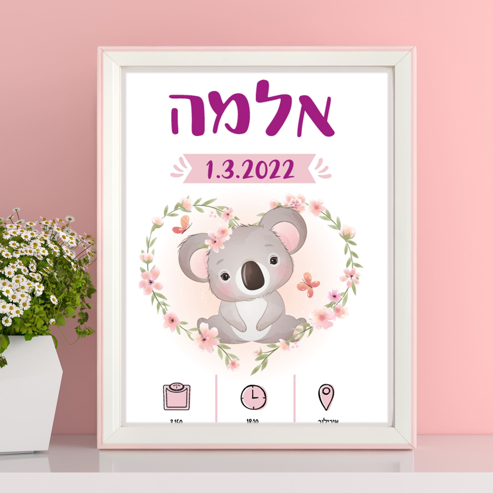 תעודת לידה מעוצבת דובת קואלה תעודת לידה מעוצבת דובת קואלה – ליבי-שופ